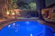 Night view of the beautiful pool and relaxing garden!