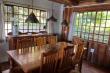 The Oregon Pine dining room table seats eight